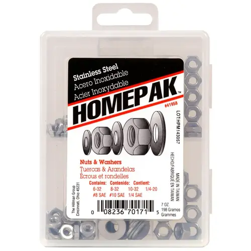 Nuts and Washers Kit Assorted in. Stainless Steel SAE Nuts and Washers Kit Assorted in. Stainless Steel SAE
