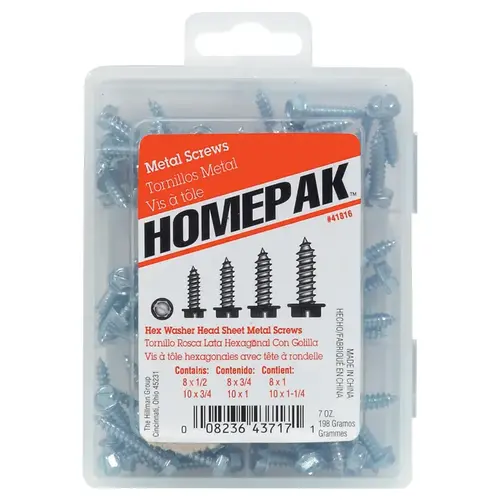 Sheet Metal Screw Kit Assorted in. S Slotted Hex Head Sheet Metal Screw Kit Assorted in. S Slotted Hex Head