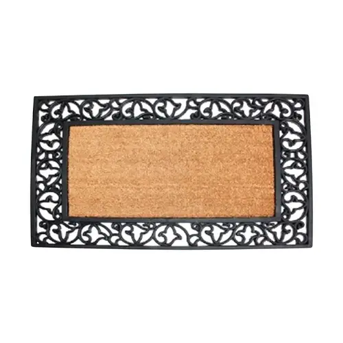 Door Mat Scroll 2 ft. L X 3.3 ft. W Brown Coconut Fiber Brown