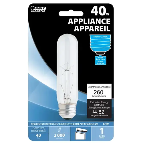 Incandescent Bulb 40 W T10 Specialty E26 (Medium) White Clear - pack of 12 Incandescent Bulb 40 W T10 Specialty E26 (Medium) White Clear - pack of 12