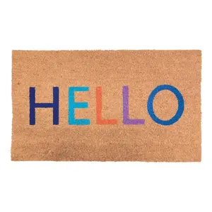 J & M Home Fashions 4412 Door Mat 30 L X 18 W Multi-color HELLO Coir Multi-color