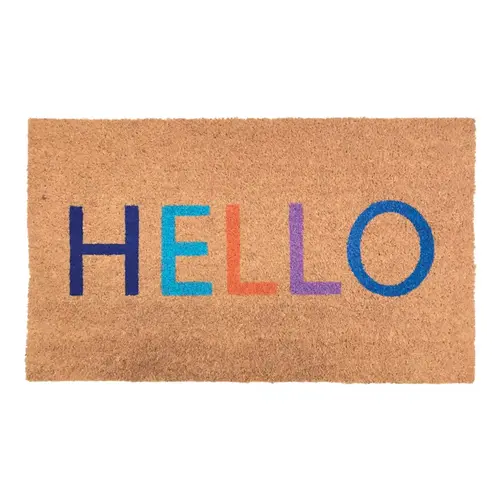 Door Mat 30 L X 18 W Multi-color HELLO Coir Multi-color