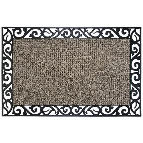 Door Mat Clean Machine 18" L X 30" W Taupe Wrought Iron Indoor and Outdoor AstroTurf Nonslip Taupe