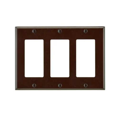 Wall Plate Brown 3 gang Thermoset Plastic Decora Brown