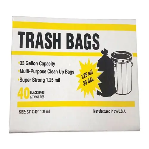 Trash Bags 33 gal Twist Ties Black
