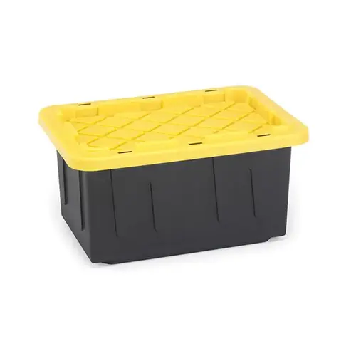 Storage Tote Durabilt 12-1/4" H X 26" W X 17-3/4" D Stackable Black/Yellow - pack of 6