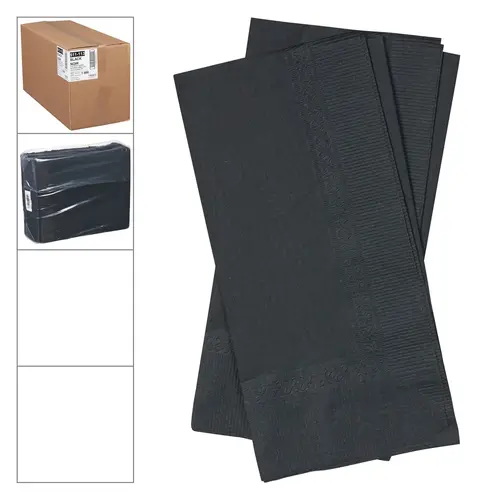 Lapaco 2 Ply Black Dinner Napkin, 1000 Each