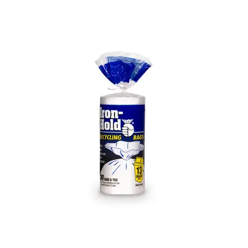 Recycling Bags 13 gal Twist Tie 30 pk 0.7 mil White Recycling Bags 13 gal Twist Tie 30 pk 0.7 mil White