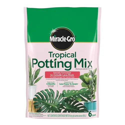 Miracle-Gro 71276430-XCP8 Tropical Potting Mix, Solid, 6 qt Bag