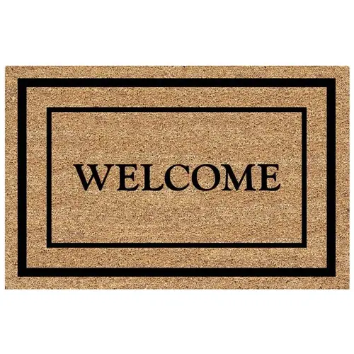 Entrance Mat 18 L X 30 W Tan/Black Classic Welcome Border Outdoor Nonslip Tan/Black Entrance Mat 18 L X 30 W Tan/Black Classic Welcome Border Outdoor Nonslip Tan/Black