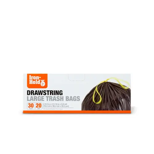 Trash Bags 30 gal Drawstring 20 pk 0.8 mil Black Trash Bags 30 gal Drawstring 20 pk 0.8 mil Black