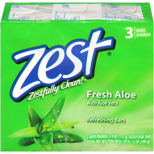 Zest Soap 3 Bar Fresh Aloe, 12 Ounces
