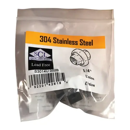 Union 1/4" FPT X 1/4" D FPT Stainless Steel