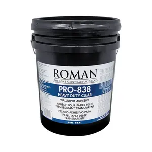 Roman 11305 Wallpaper Adhesive PRO-838 Heavy Duty Clear High Strength Modified Starches 5 gal Clear