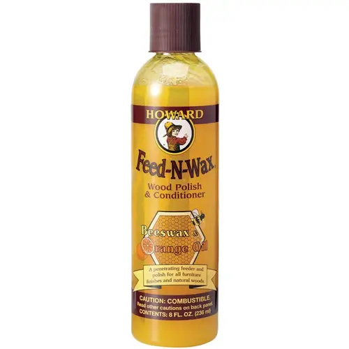 Feed-N-Wax Polish and Conditioner, 8 fl-oz, Orange/Yellow, Liquid, Orange Feed-N-Wax Polish and Conditioner, 8 fl-oz, Orange/Yellow, Liquid, Orange