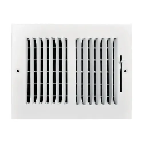 Wall/Ceiling Register 6" H X 8" W 2-Way Powder Coat White Steel Powder Coat