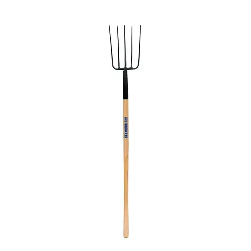 Fork S550 Forged 5 Tine Forged Steel Manure 48" Wood Handle Brown Fork S550 Forged 5 Tine Forged Steel Manure 48" Wood Handle Brown