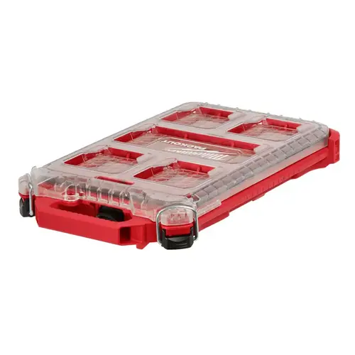 Organizer, 16.38 in L, 9.76 in W, 2.52 in H, 5-Compartment, Plastic, Red Organizer, 16.38 in L, 9.76 in W, 2.52 in H, 5-Compartment, Plastic, Red