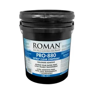 Roman 12405 Wallpaper Adhesive PRO-880 Ultra Clear Strippable High Strength Starch 5 gal Ultra Clear
