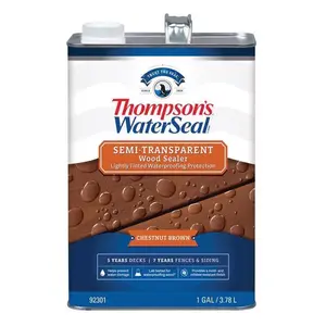Thompson's Waterseal TH.092301-16 Wood Sealer, Semi-Transparent, Liquid, Chestnut Brown, 1 gal