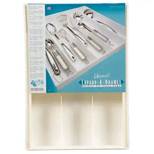 Utensil Tray 2" H X 23" W X 18" D Plastic Adjustable White Utensil Tray 2" H X 23" W X 18" D Plastic Adjustable White
