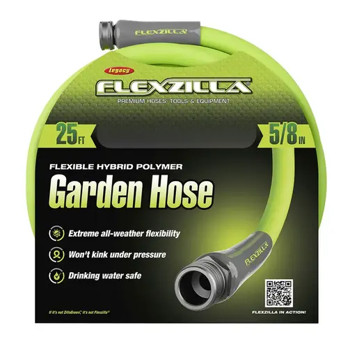 Garden Hose Flexzilla 5/8" D X 25 ft. L Green Green Garden Hose Flexzilla 5/8" D X 25 ft. L Green Green