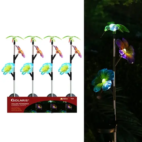 Solar Garden Stake Solaris Multi-color Plastic 31" H Hummingbird Multi-color