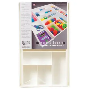 DIAL 02562 Drawer Organizer 2.25" H X 9.5" W X 16" D Plastic Adjustable White