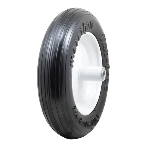 Wheelbarrow Tire 8" D X 13.3" D 300 lb. cap. Centered Polyurethane Wheelbarrow Tire 8" D X 13.3" D 300 lb. cap. Centered Polyurethane
