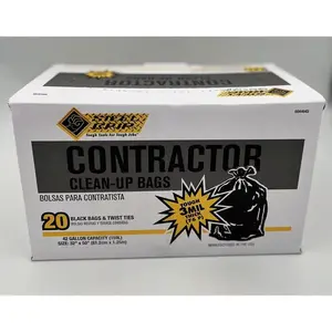 Steel Grip 3250A25SG Contractor Bags 42 gal Twist Tie 20 pk 3 mil Black