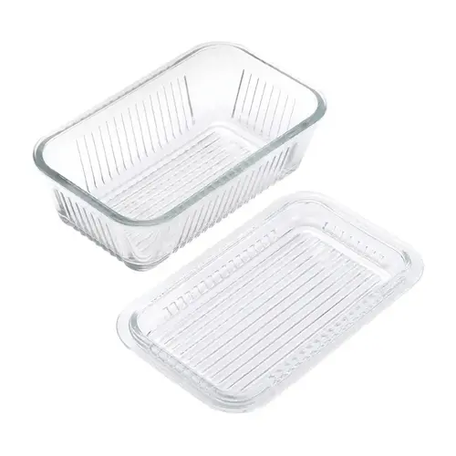 LifeTime Multi-Function Butter Dish, Glass, 6-1/2 in L, 4 in W Clear