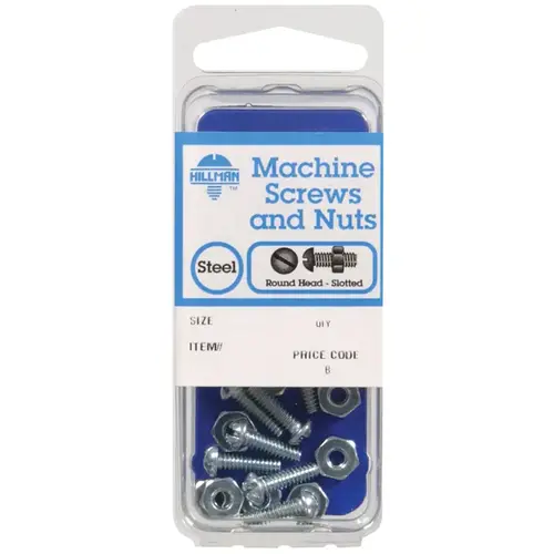 Machine Screws No. 10-24 X 1-1/2" L Slotted Round Head Zinc-Plated Steel Zinc-Plated - pack of 12 Machine Screws No. 10-24 X 1-1/2" L Slotted Round Head Zinc-Plated Steel Zinc-Plated - pack of 12