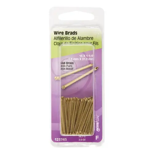 Brad Nails 16 Ga. X 1-1/4" L Brass 1 pk 2 oz Brad Nails 16 Ga. X 1-1/4" L Brass 1 pk 2 oz