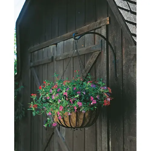 16 In. Black Powder-Coated Curved Wrought Iron Hanging Plant Bracket 16 In. Black Powder-Coated Curved Wrought Iron Hanging Plant Bracket