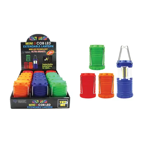 5-1/4 In. H. x 2-1/2 In. Dia. Plastic COB LED Extendable Lantern Assorted 5-1/4 In. H. x 2-1/2 In. Dia. Plastic COB LED Extendable Lantern Assorted