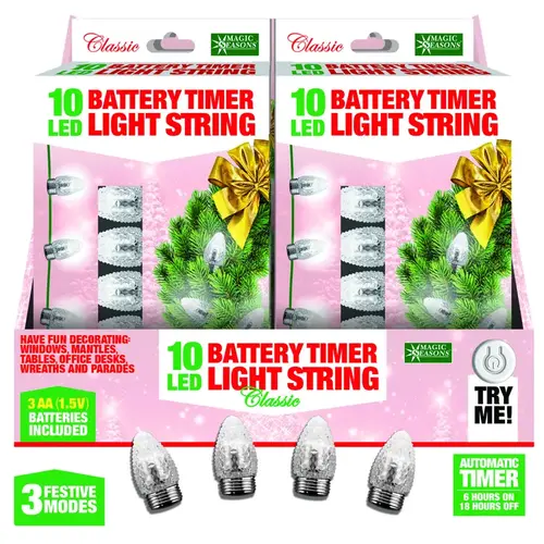 Christmas Lights LED White 10 ct String - pack of 12