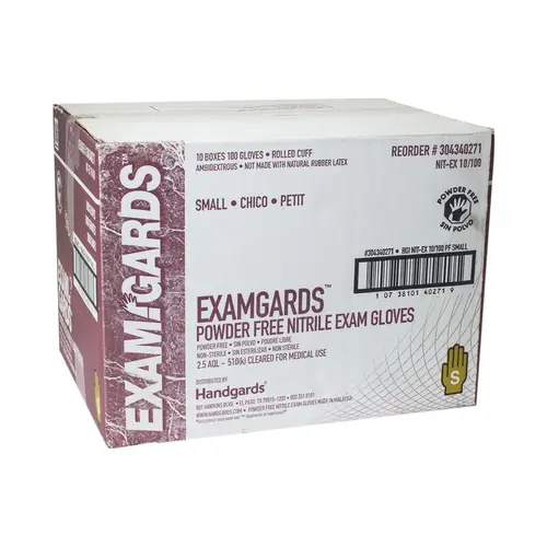 Examgards Powder Free Non-Sterile Exam Small Blue Nitrile Glove, 100 Each Examgards Powder Free Non-Sterile Exam Small Blue Nitrile Glove, 100 Each