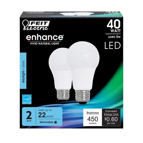 LED Bulb Enhance A19 E26 (Medium) Daylight 40 W White Pair LED Bulb Enhance A19 E26 (Medium) Daylight 40 W White Pair