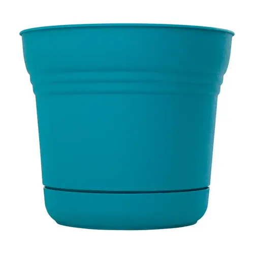 Planter Saturn 12.8" H X 14.5" W X 14.5" D Resin Bermuda Teal Bermuda Teal