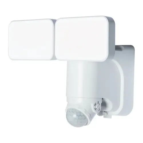 Motion Activated Security Light, 2-Lamp, LED Lamp, 1000 Lumens Lumens, Plastic Fixture White Motion Activated Security Light, 2-Lamp, LED Lamp, 1000 Lumens Lumens, Plastic Fixture White