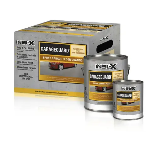 Floor Coat Kit GarageGuard Semi-Gloss Gray Water-Based Waterborne Epoxy 1 gal Gray