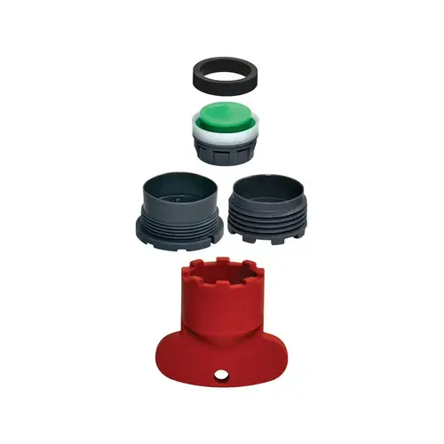 Aerator Kit, 13/16-27 x 55/64-16 Male x Female, Plastic, 1.5 gpm Black Aerator Kit, 13/16-27 x 55/64-16 Male x Female, Plastic, 1.5 gpm Black