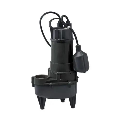 Sewage Pump, 115 V, 1/2 hp, 2 in Outlet, 5700 gph, Cast Iron/Thermoplastic Sewage Pump, 115 V, 1/2 hp, 2 in Outlet, 5700 gph, Cast Iron/Thermoplastic