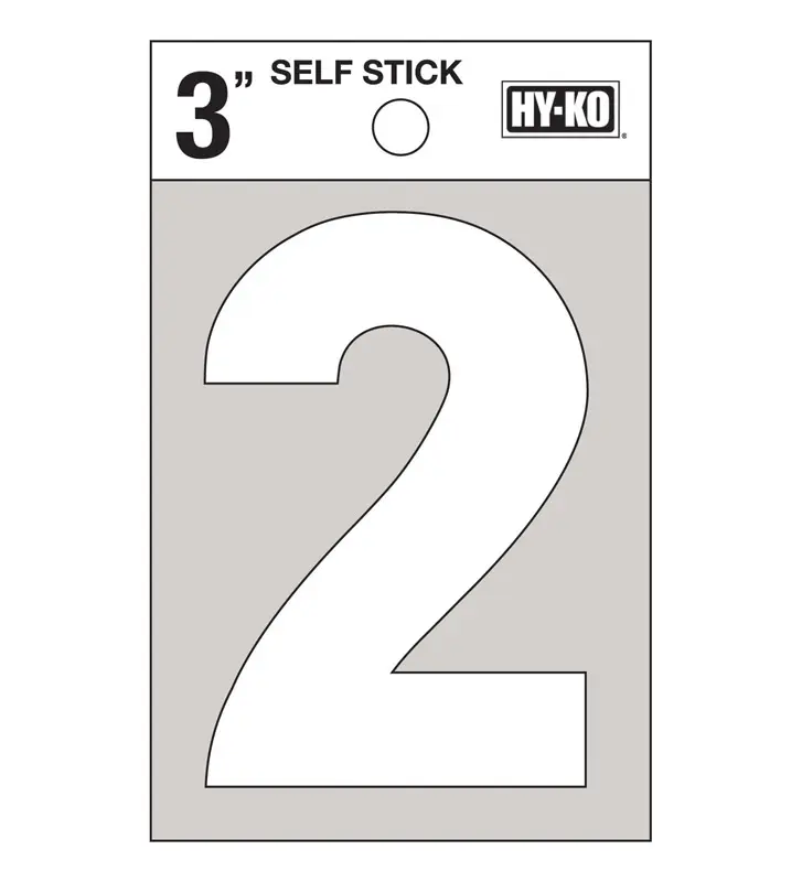 Hy-Ko Number 3 White Vinyl Self-Adhesive 2 - pack of 10 30502-XCP10 Hy-Ko Number 3 White Vinyl Self-Adhesive 2 - pack of 10 30502-XCP10