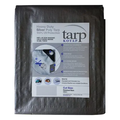 Poly Tarp 10 ft. W X 12 ft. L Heavy Duty Polyethylene Silver Silver