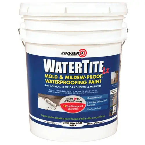 Waterproofing Paint WaterTite-LX White Water-Based Styrene Acrylic Copolymer 5 gal White Waterproofing Paint WaterTite-LX White Water-Based Styrene Acrylic Copolymer 5 gal White