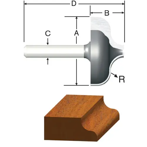Router Bit 1-1/32" D X 1-1/32" X 1" L Carbide Tipped Ogee
