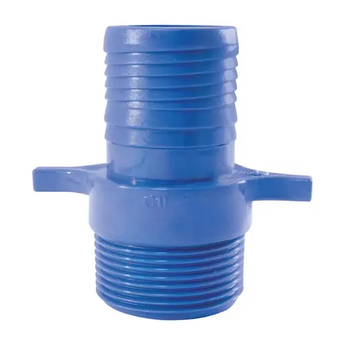 Male Adapter Blue Twister 1-1/4" Insert in to X 1-1/4" D MPT Acetal Male Adapter Blue Twister 1-1/4" Insert in to X 1-1/4" D MPT Acetal