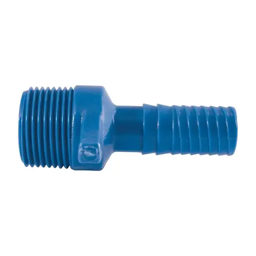 Male Adapter Blue Twister 1/2" Insert in to X 3/4" D Insert Acetal