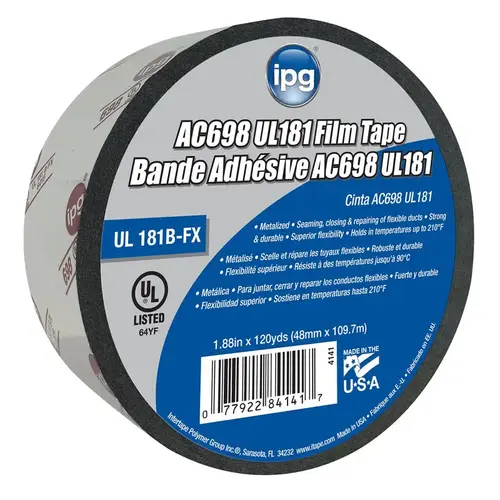 Film Tape 1.88" W X 120 yd L Silver Polypropylene Silver Film Tape 1.88" W X 120 yd L Silver Polypropylene Silver